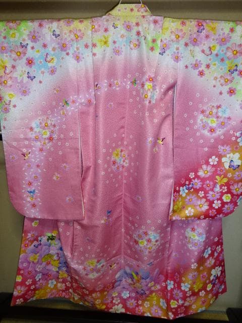女児四つ身着物単品　pinkボカシ