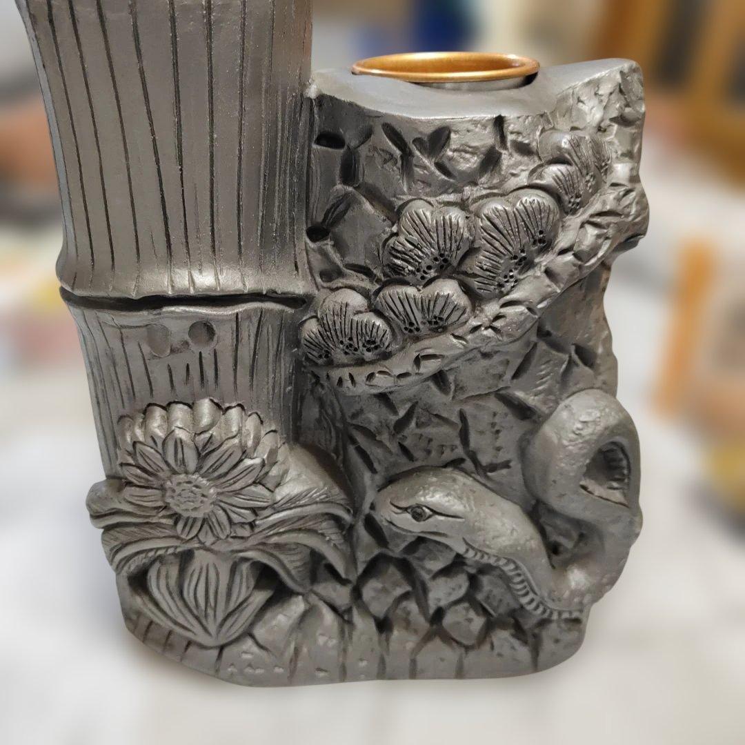 菊間瓦　花器　花入　花瓶風　錦松瓦