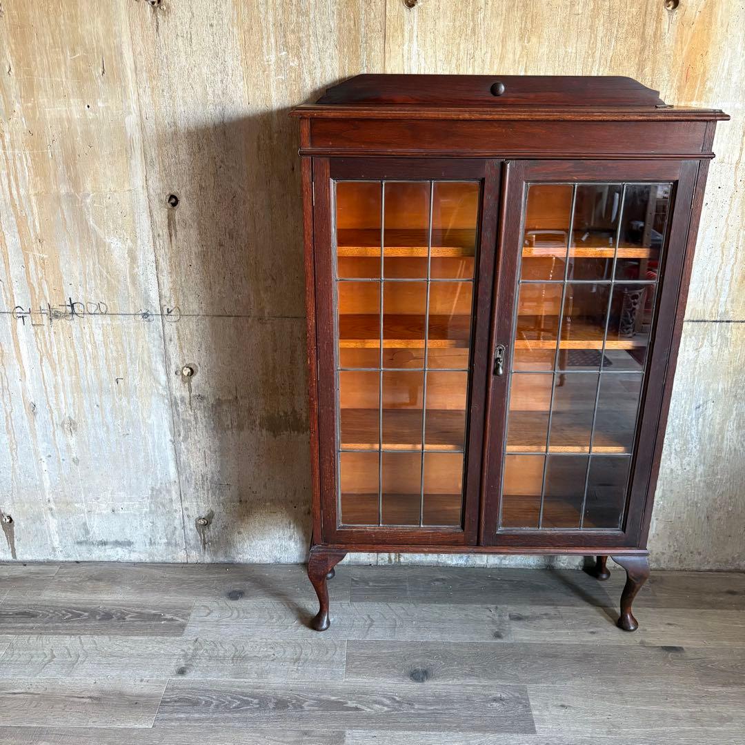 英国アンティーク　ヴィンテージ ブックシェルフ　猫脚キャビネット　クラシック