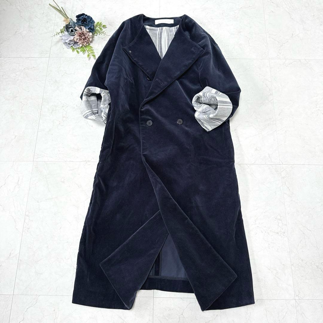 極美品☆GALERIE VIE　5万　コットンコーデュロイ　コート　ネイビー