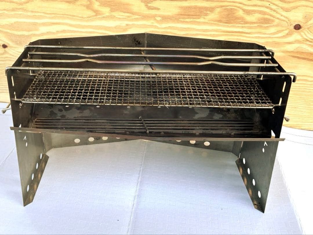 ユニフレーム 薪グリルラージ 、ブリッジ、ハンドメイド車載ケース付き