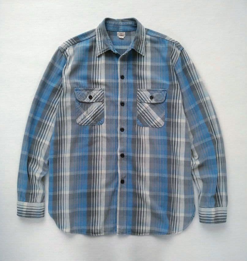 ウエアハウス ネルシャツ フランネルシャツ ブルー チェック サイズ44 XL