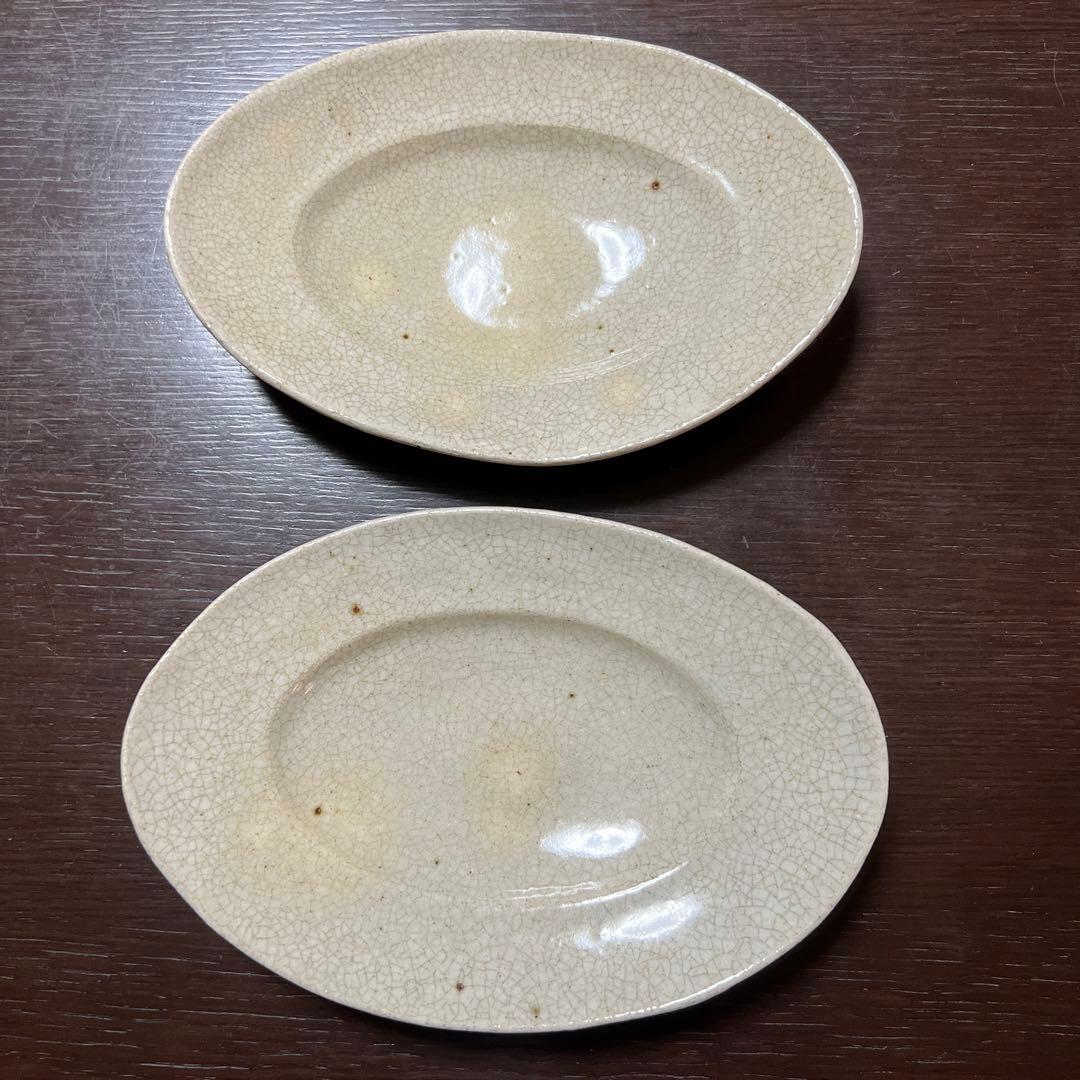 林拓児　貫入楕円皿　小