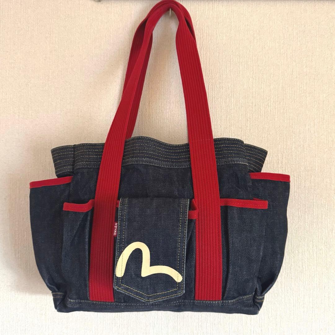 エヴィス　デニムトートバッグ　カモメプリント　日本製