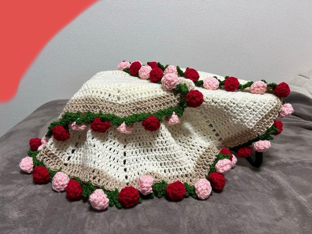 花束ブランケット　ブーケブランケット　ハンドメイド　バラ　直径約90cm