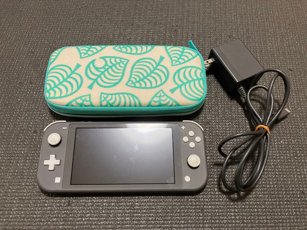 Nintendo Switch Liteのグレー本体と充電器、ケース