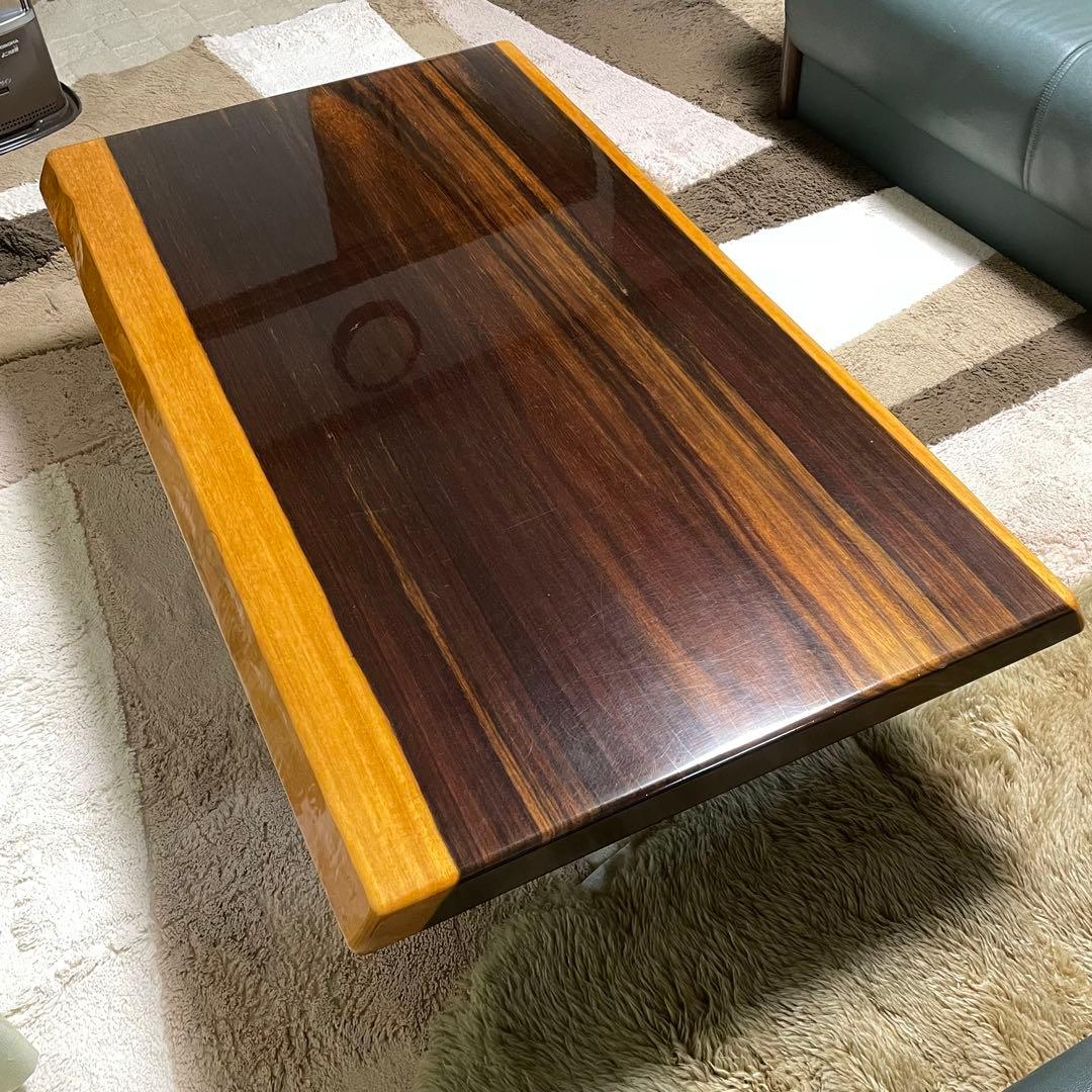 送料込 高級 紅紫檀 一枚板 センターテーブル 鏡面仕上 無垢材 シタン