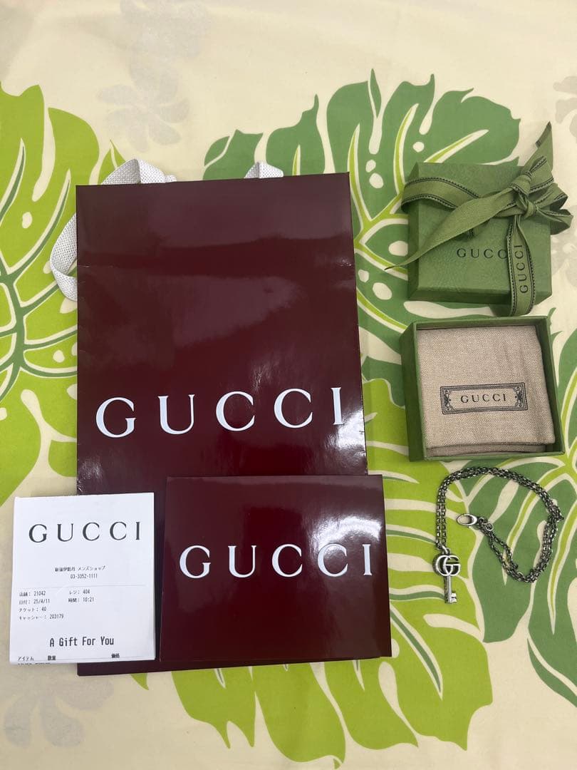 グッチ　ネックレス　アラベスク　キー　ダブルG 燻　美品