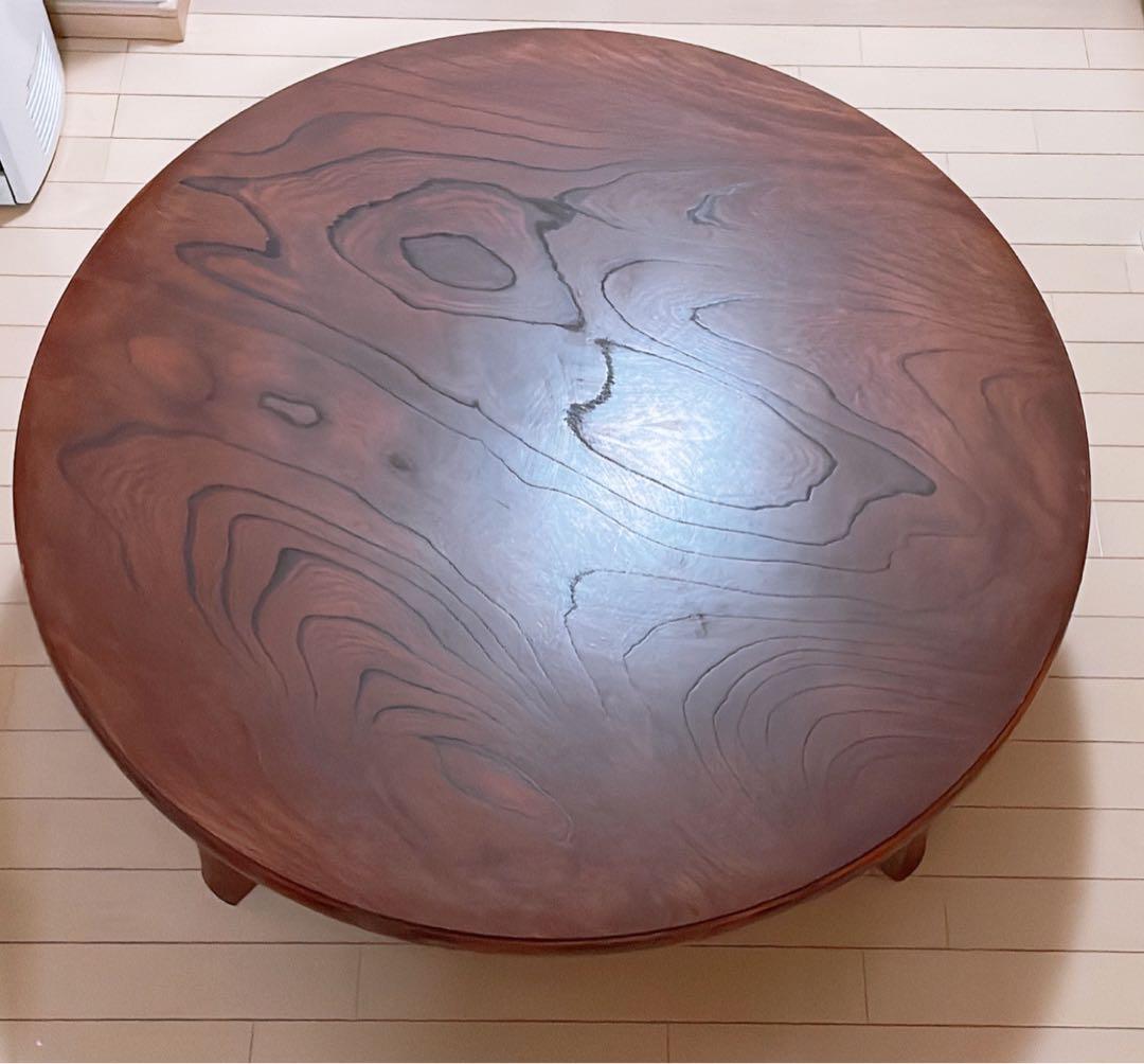 3gen　円形木製座卓 ちゃぶ台　ダークブラウン 103cm