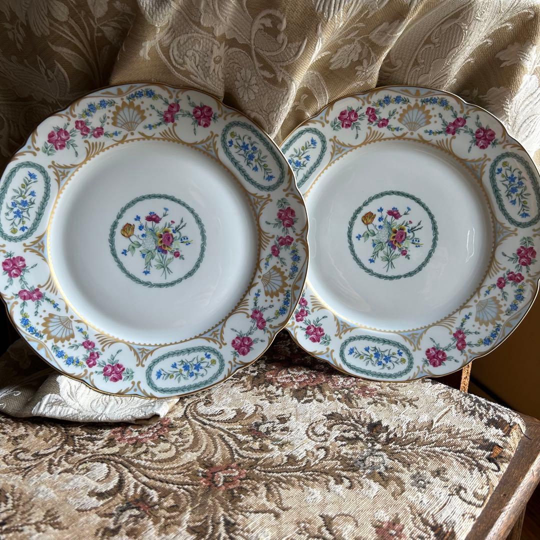 新品 フランス製 Bernardaud vigny❁ fleurディナー大皿ペア