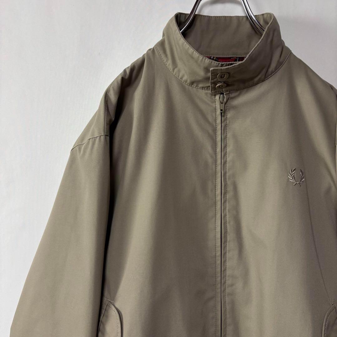 イングランド製　フレッドペリー スウィングトップ　サイズ42　刺繍ロゴ　ベージュ