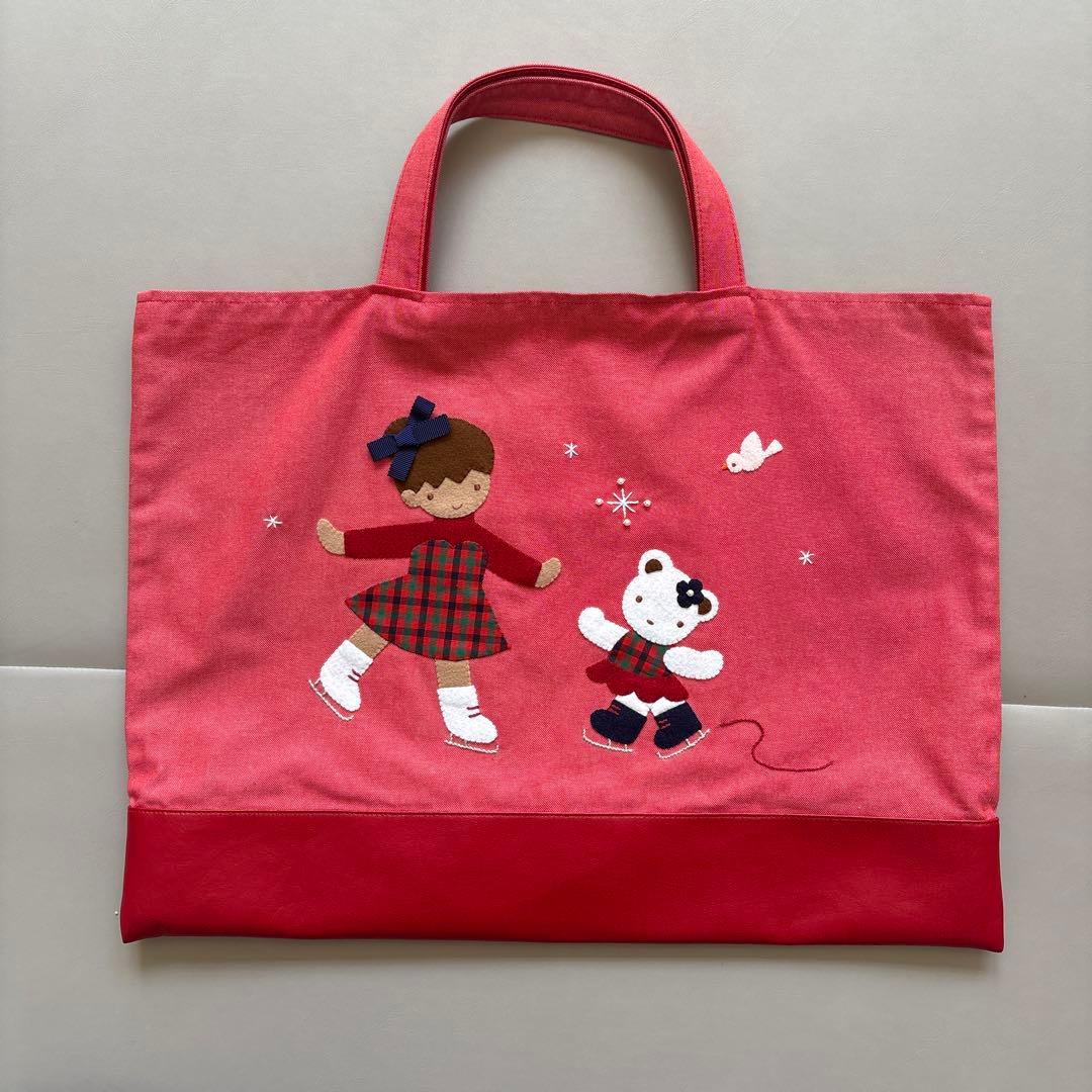 【極美品】familiarデニムバック/レッスンバック　レッド