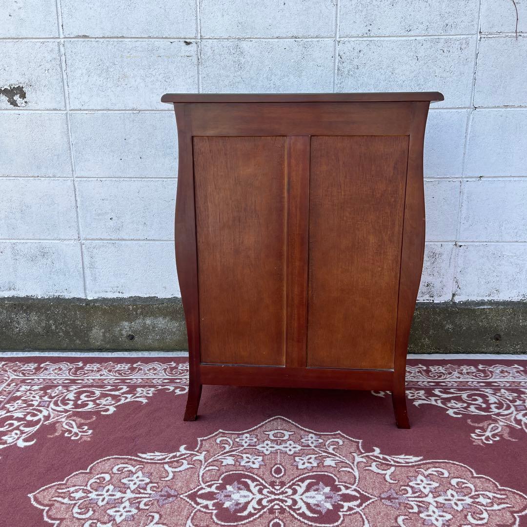 アンティークデザイン◾️革レザー天板 コンソールテーブル 飾り台 木製キャビネット