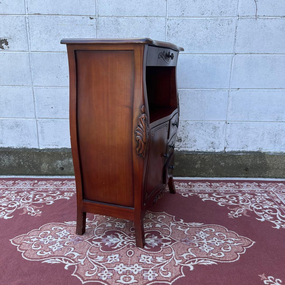 アンティークデザイン◾️革レザー天板 コンソールテーブル 飾り台 木製キャビネット