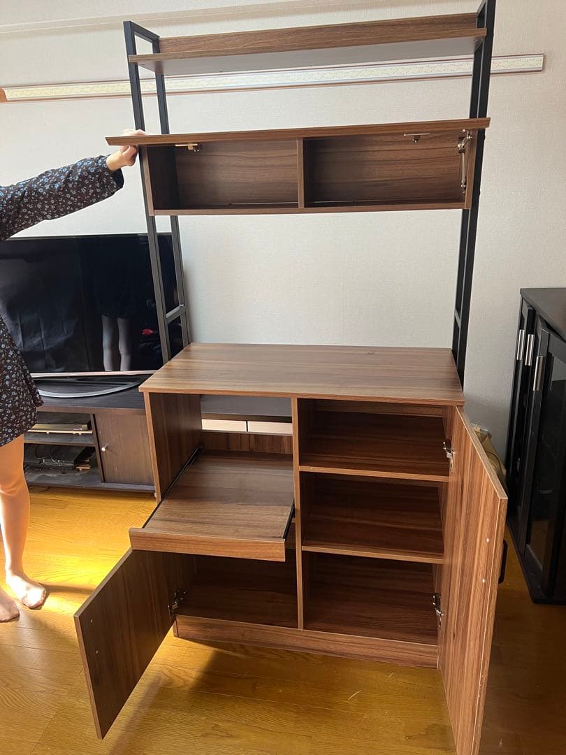 木製アイアン食器棚・キッチンカウンター