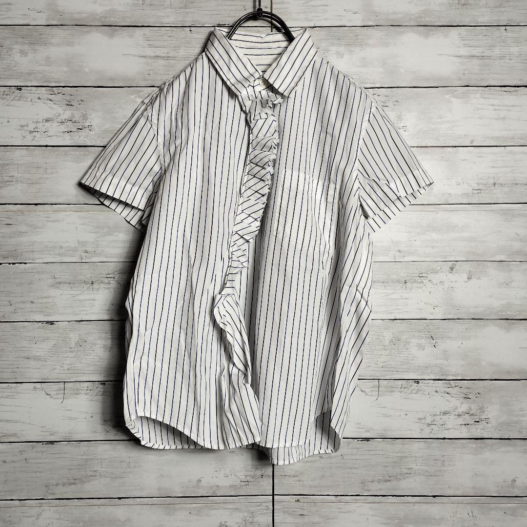 トリココムデギャルソン フリルシャツ ストライプ 変形 半袖