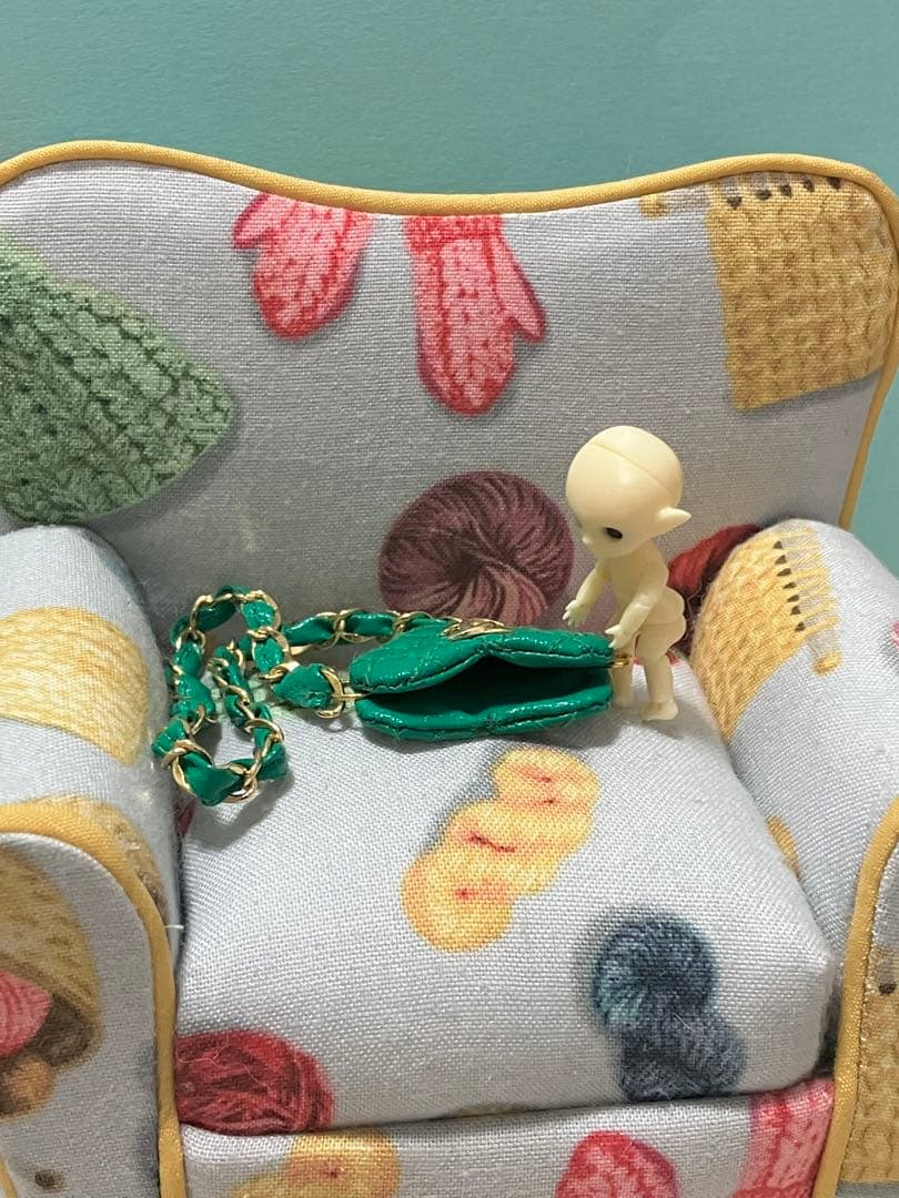 ★ハンドメイド★ ミニチュア ハート ポシェット ショルダーバッグ グリーン