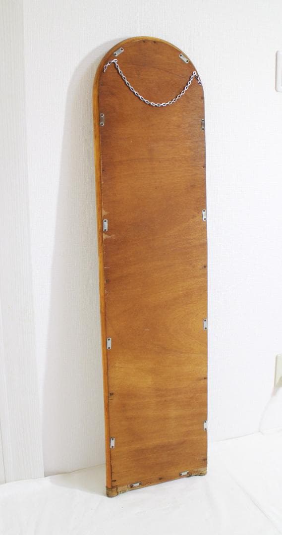 籐ラタン 大型ミラー 鏡 壁掛け アーチ型 全身 姿見 アンティーク