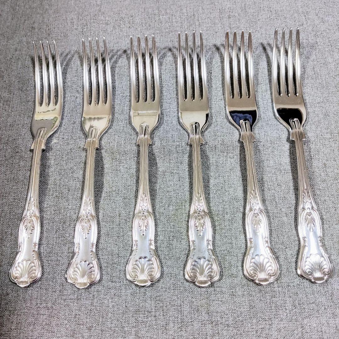 英国　キングスパターン　シルバープレートフォーク　デザートフォーク18.3cm