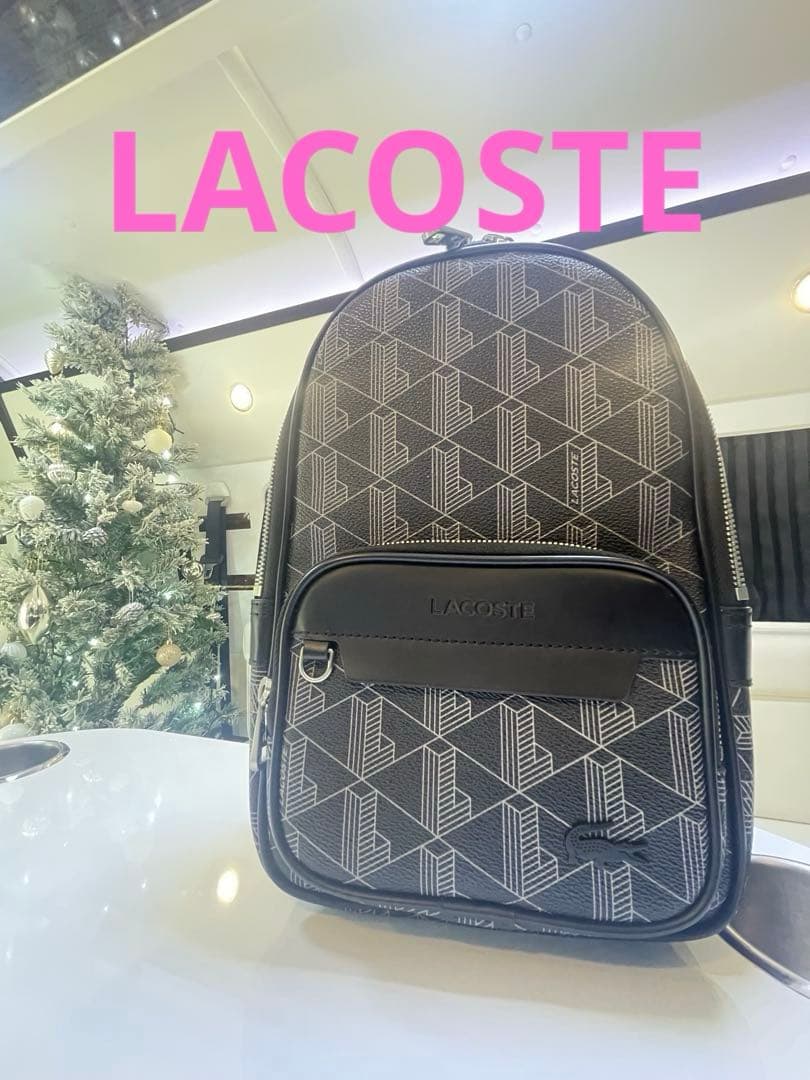 LACOSTE ラコステ メンズ ボディバッグ 黒 モノグラム 未使用　ブラック