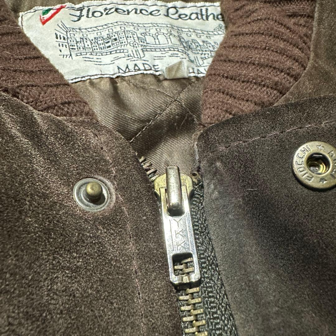 イタリア製 本革 スエード切替 レザーブルゾン 柄