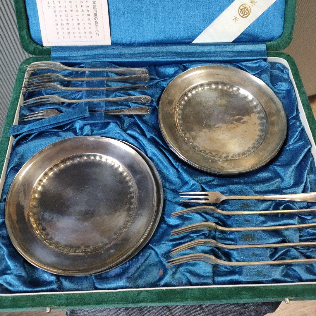 レトロ銀食器(果物皿 京 越 東)未使用ビンテージ品