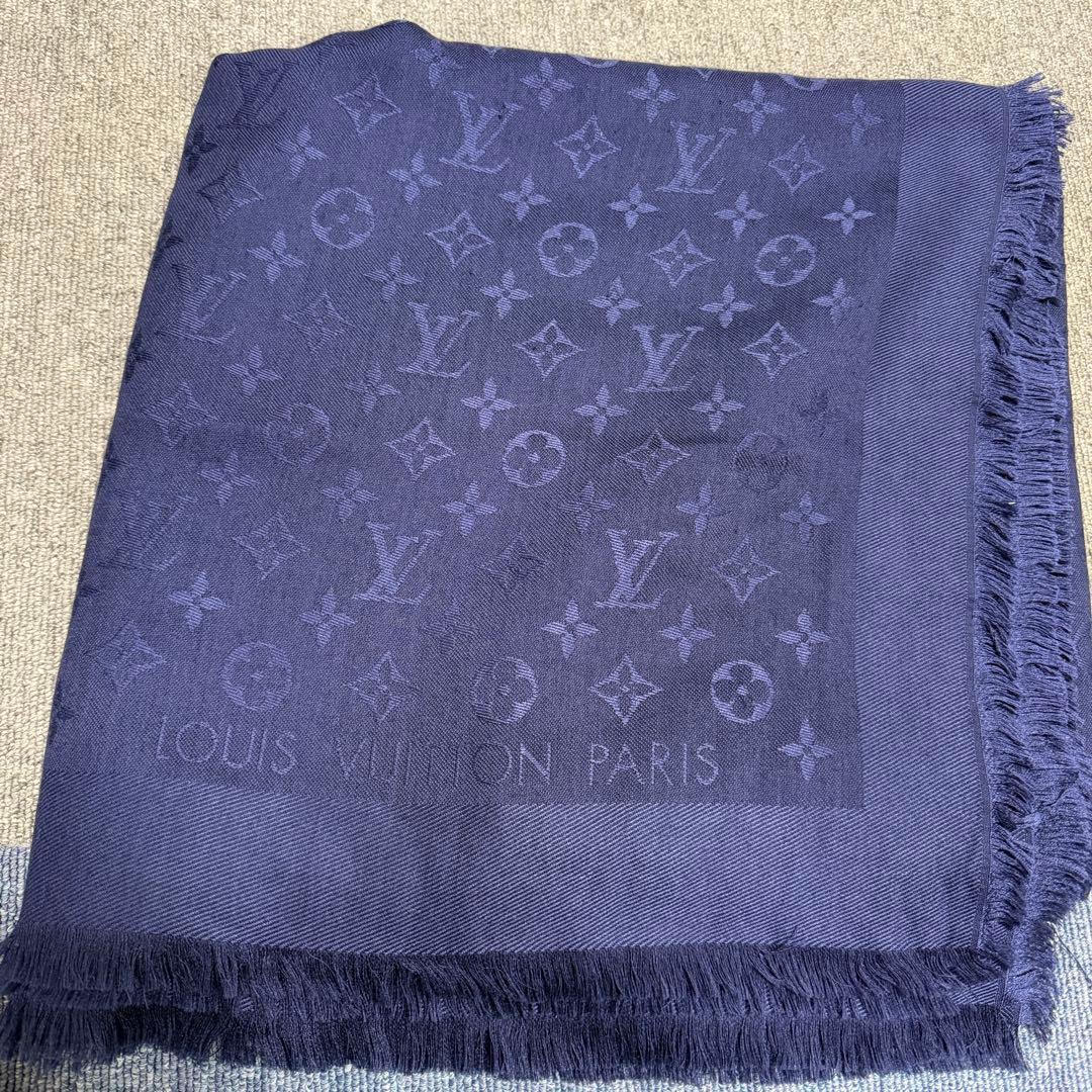 ルイヴィトン　Louis Vuitton LV 大判　ストール ネイビー