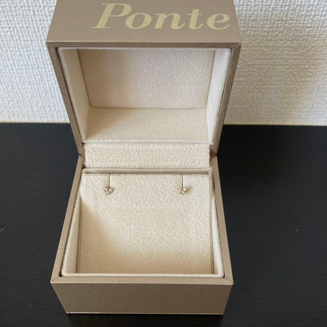 Ponte Vecchio K10YGダイヤモンドピアス　ハート