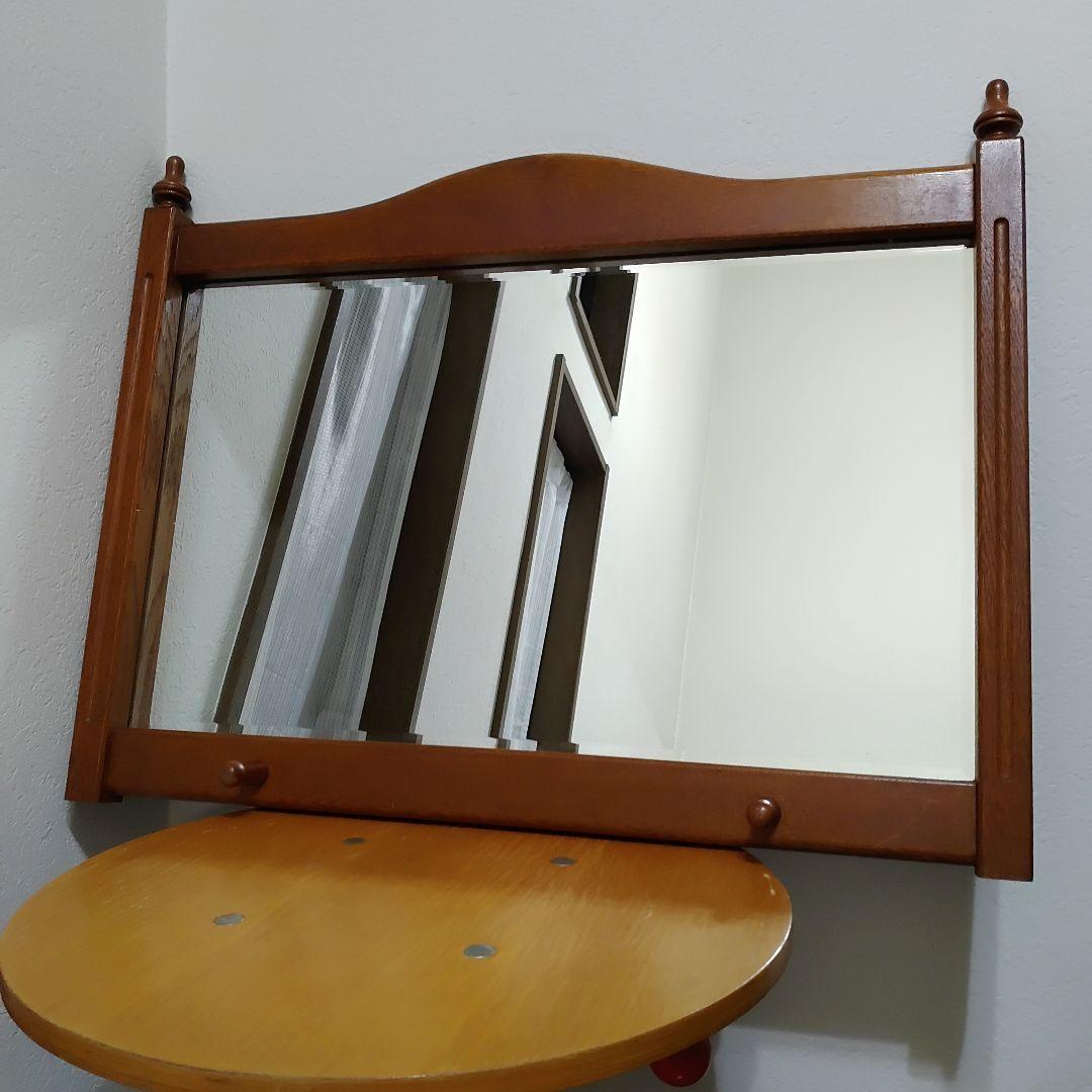 アンティーク　ウォールミラー　壁掛け鏡　面取り鏡　フック付き　匿名配送　送料無料