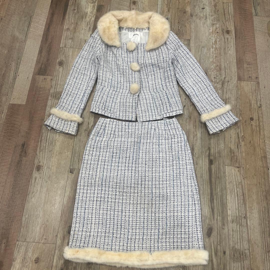 Rene TISSUE ルネ セットアップ ジャケット スカート ファー