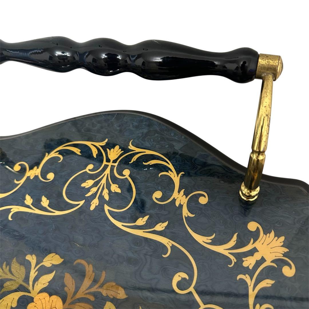 イタリア製DOMANI ドマン　キャスター　象嵌ワゴン　ブルー　キッチンワゴン②