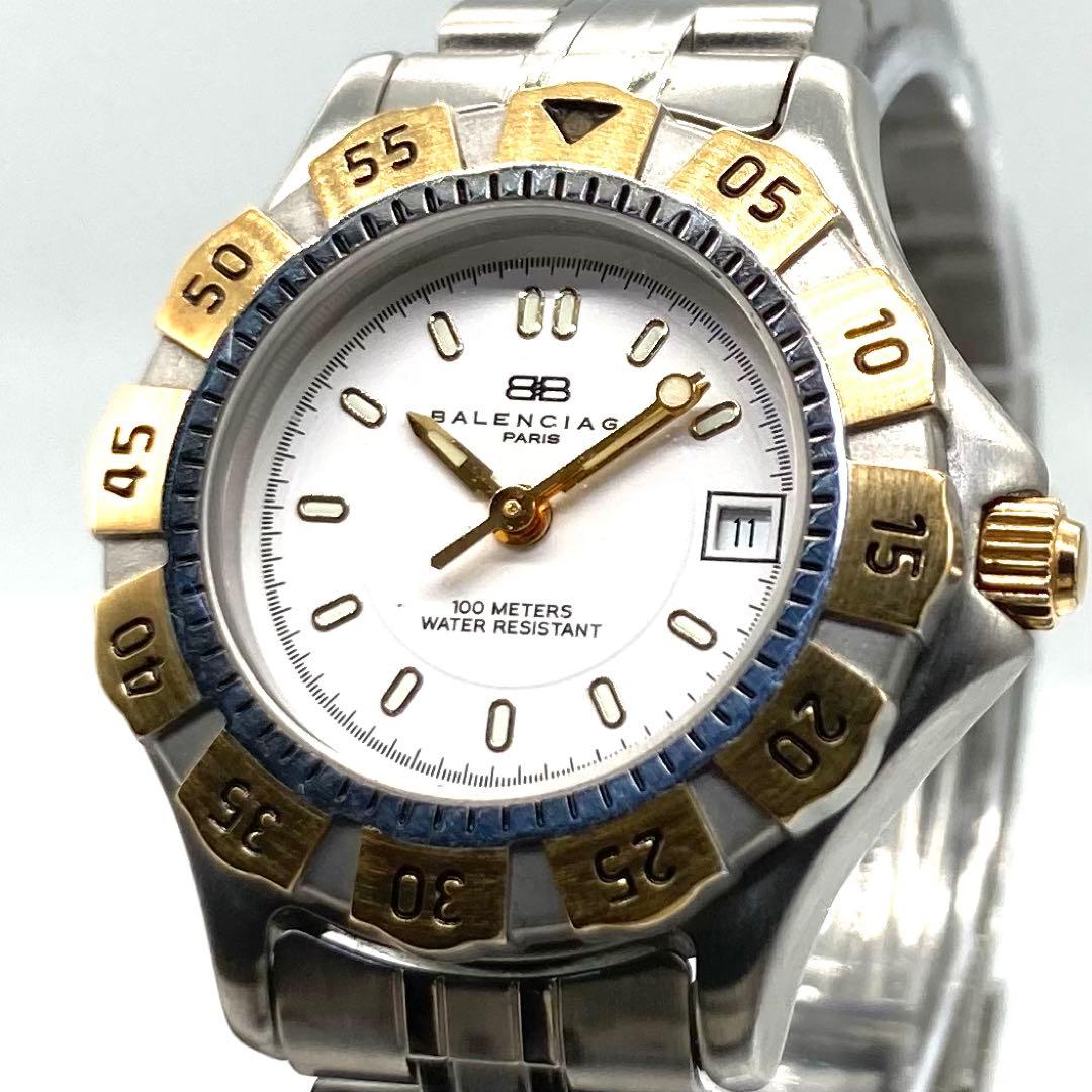 【稼動】 バレンシアガ 腕時計 ダイバーズウォッチ クォーツ QZ デイト