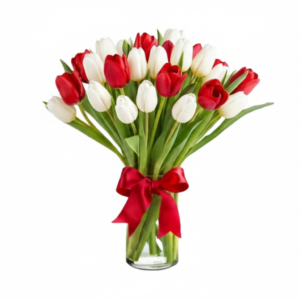 25 Red & White Tulip Vase